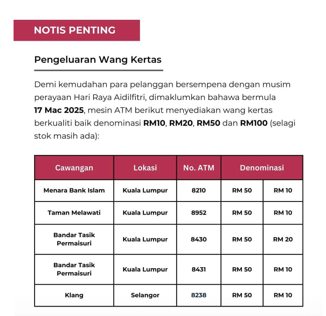 Bank Islam Duit Raya